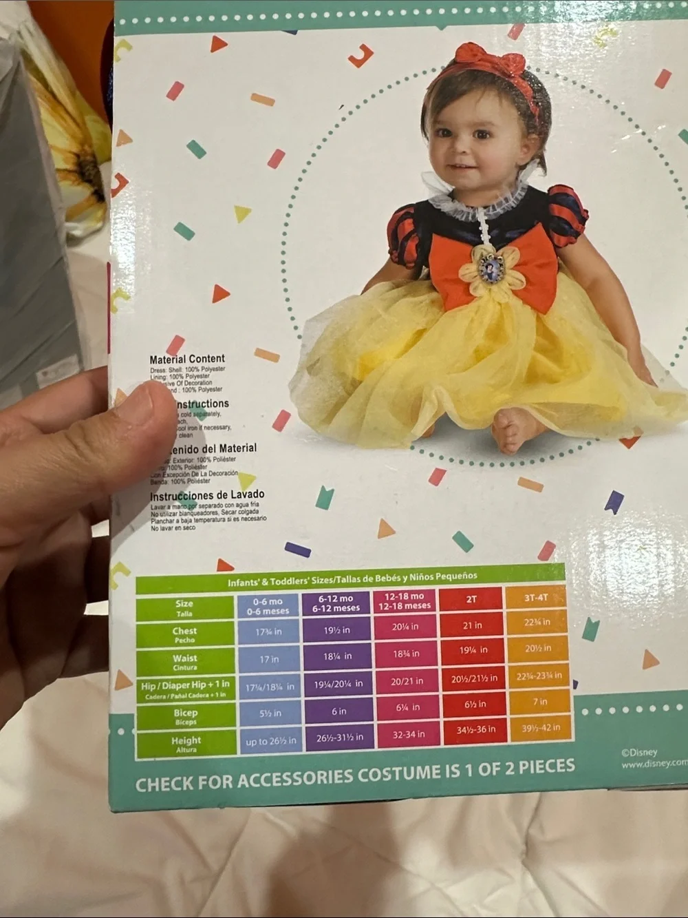 NEW Disney Snow White Infant Dress in Red, Yellow, Blue size (12-18mo)